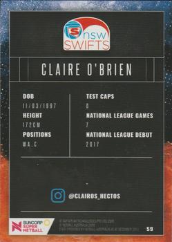 2018 Tap 'N' Play Suncorp Super Netball #59 Claire O'Brien Back